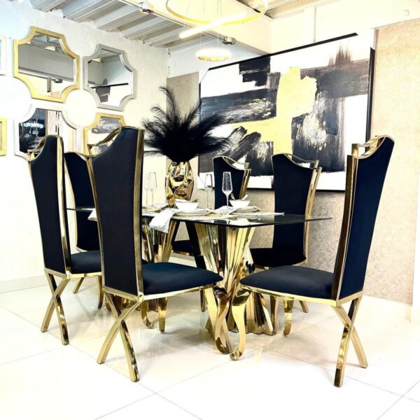 BLACK AND GOLD DINING ROOM 6PCS