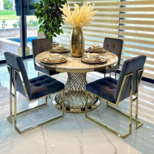 GREY AND GOLD DINING ROOM 4PCS