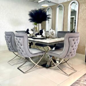 GREY AND SILVER DINING ROOM 6PCS