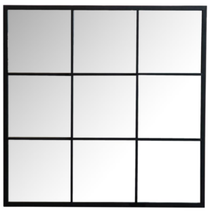 Quetzal 35 x 35 Inch Square Window Pane Wall Mirror Black